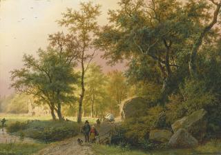 Barend Cornelis Koekkoek - Dutch travellers On A Road