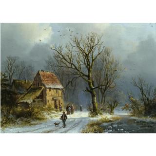 Barend Cornelis Koekkoek - Dutch \'Winter In Het Bosch\' - Winter In The Woods