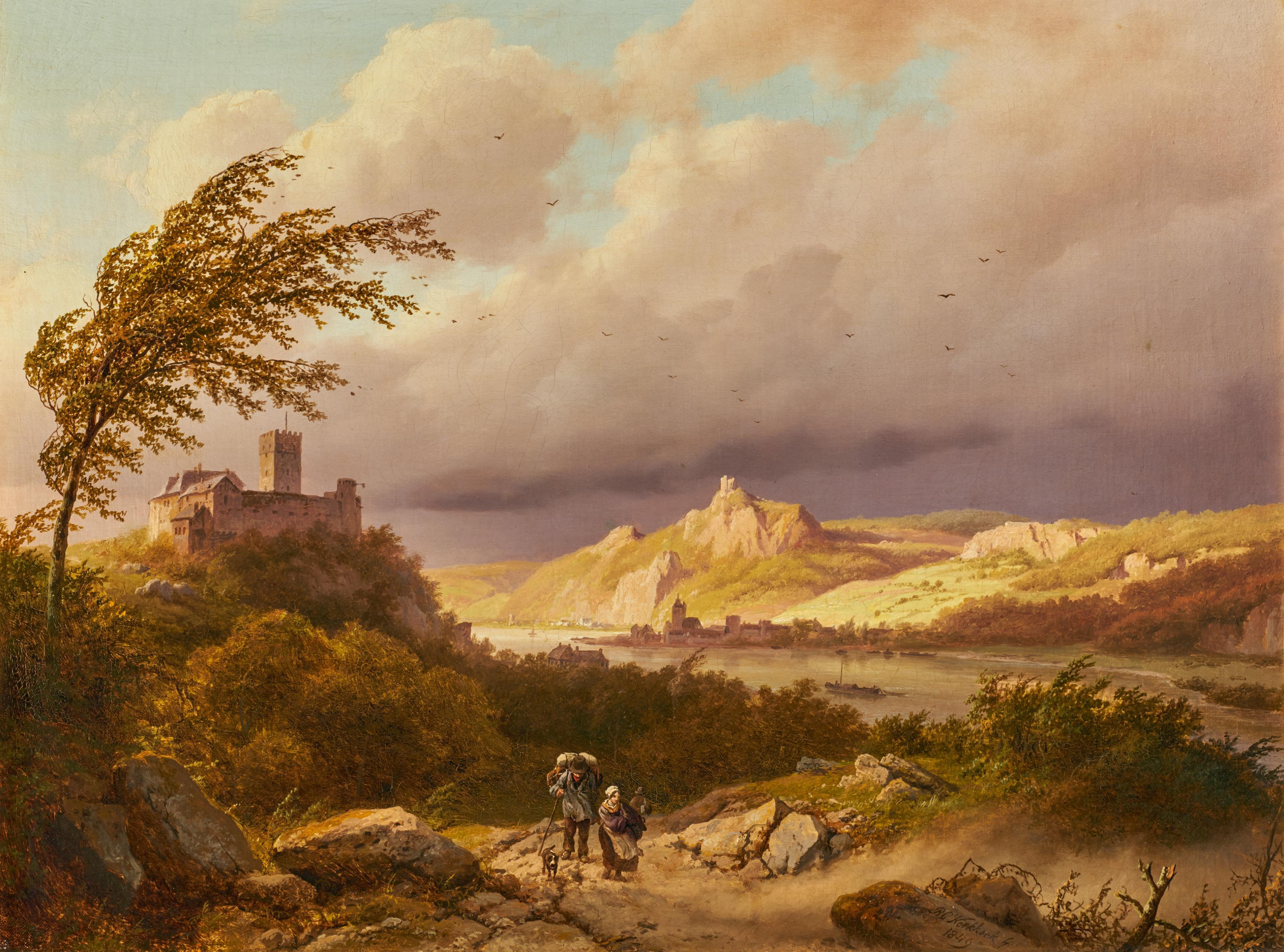 Barend Cornelis Koekkoek - Gewitterlandschaft am Rhein.