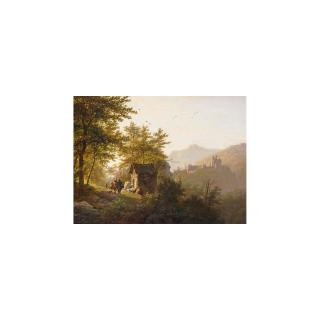 Barend Cornelis Koekkoek - \'Paysage Montagneux Avec Chapelle\'