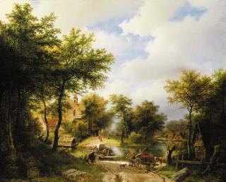 Barend Cornelis Koekkoek - The Ferry Crossing