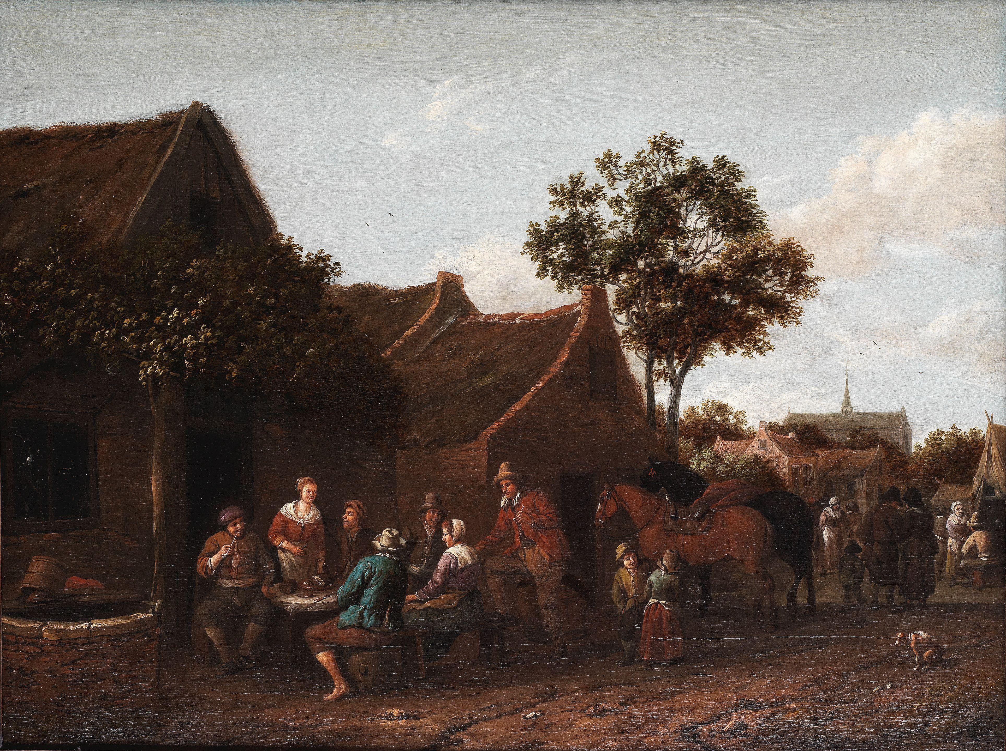 Barend Gael - Peasants merrymaking outside an inn