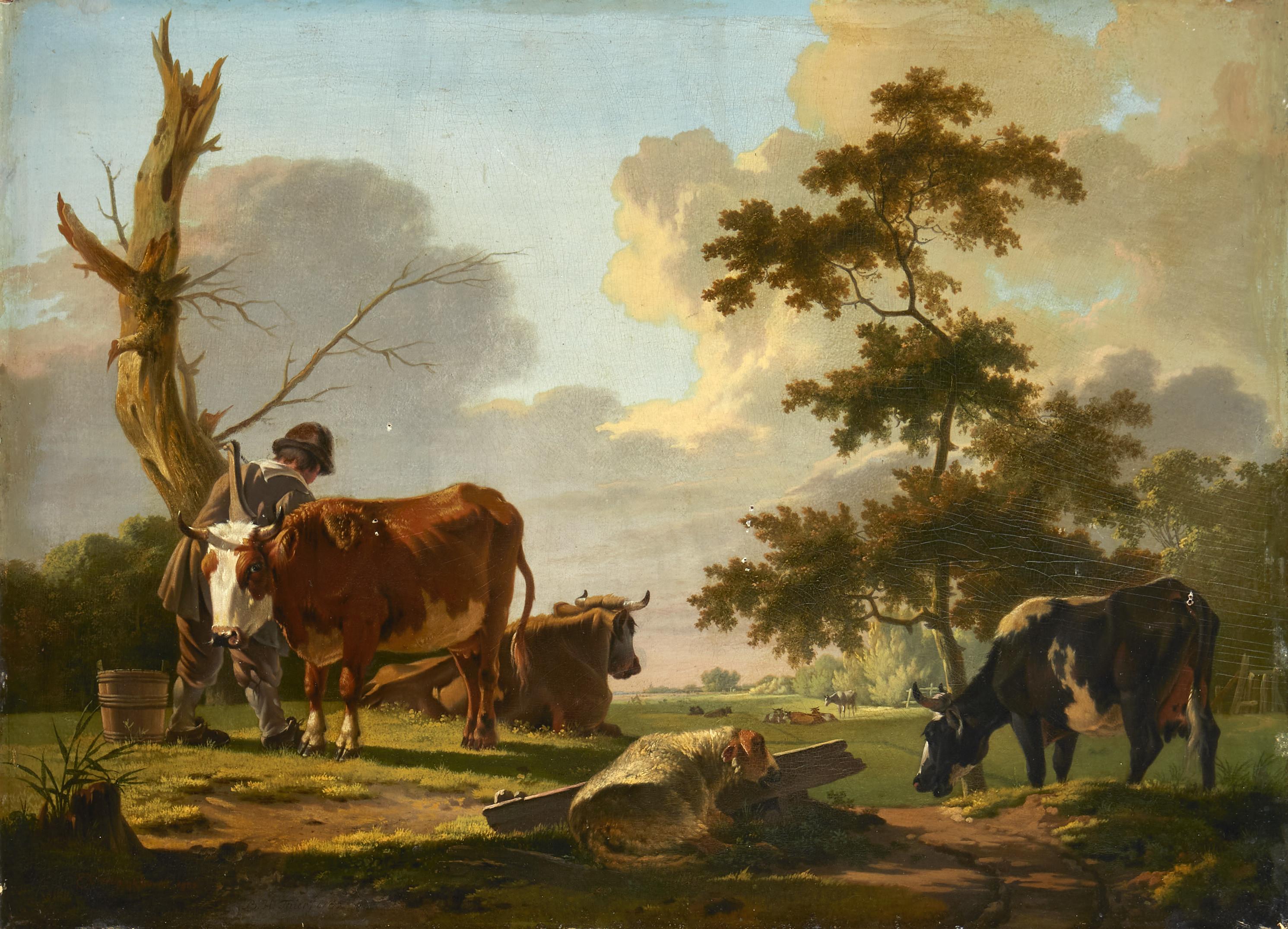 Barend Hendrik Thier - Eugene Verboeckhoven (Belgio 1798 - 1881)