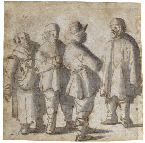 Barent Avercamp - A group of four peasants