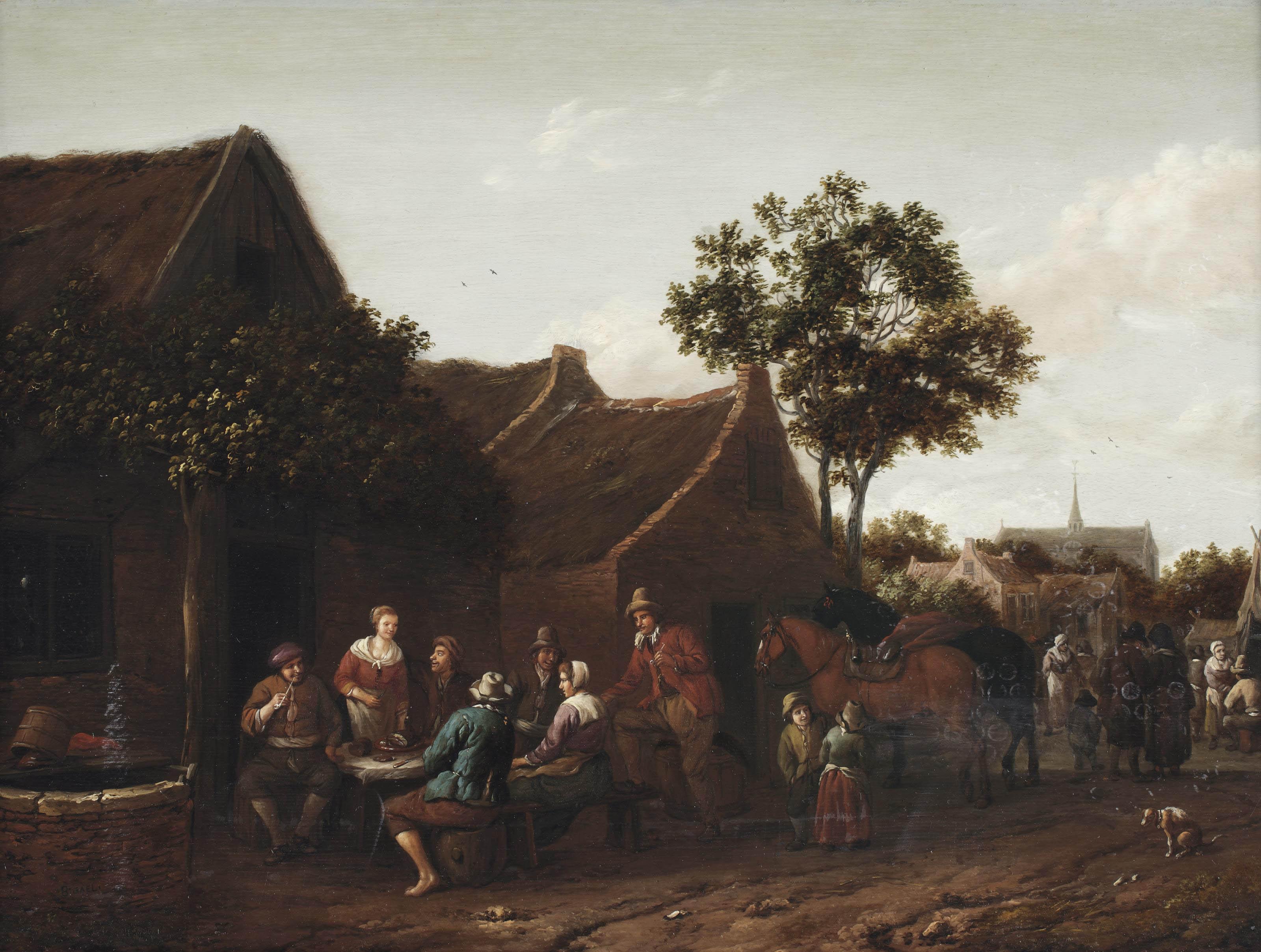 Barent Gael - Peasants making merry outside an inn