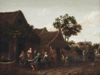 Barent Gael - Peasants making merry outside an inn