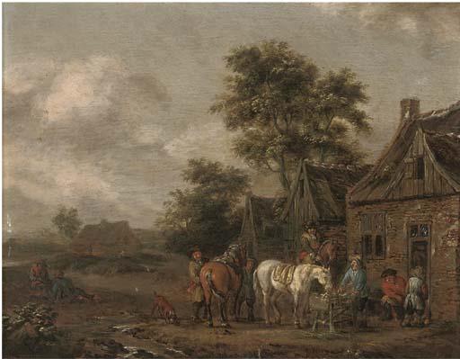 Barent Gael - Travellers At Halt By An Inn