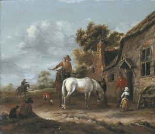 Barent Gael - Travellers resting and watering their horses at a tavern