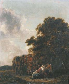 Barent Gael - Travellers resting at the edge of a wood