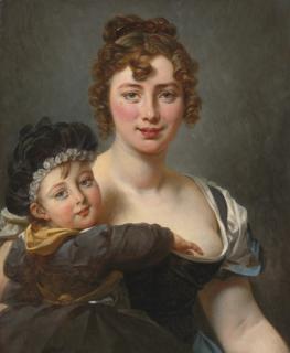 Baron Antoine-Jean Gros - Portrait Of Françoise Simonnier And Her Daughter