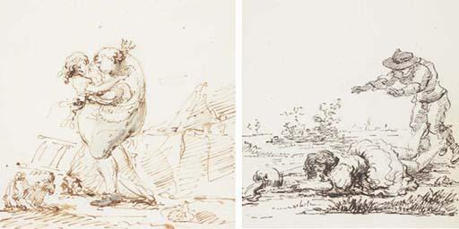 Baron Dominique-Vivant Denon - Un homme enlevant une femme; et Perette et le pot au lait