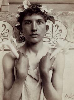 Baron Wilhelm von Gloeden - Youth with Lotus Flowers, 1908