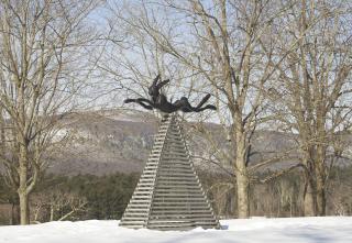 Barry Flanagan, R.A. - Six Foot Leaping Hare on Steel Pyramid