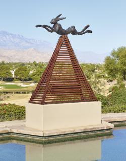 Barry Flanagan - Six Foot Leaping Hare On Steel Pyramid 