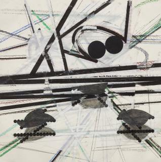 Barry Le Va - Drawing For Two Separate Installations Combined Into One Installation In 2 Perspectives - A