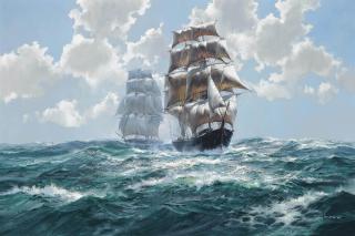 Barry Mason - \'Moonsilver\': The American clipper Archer in company with Houqua