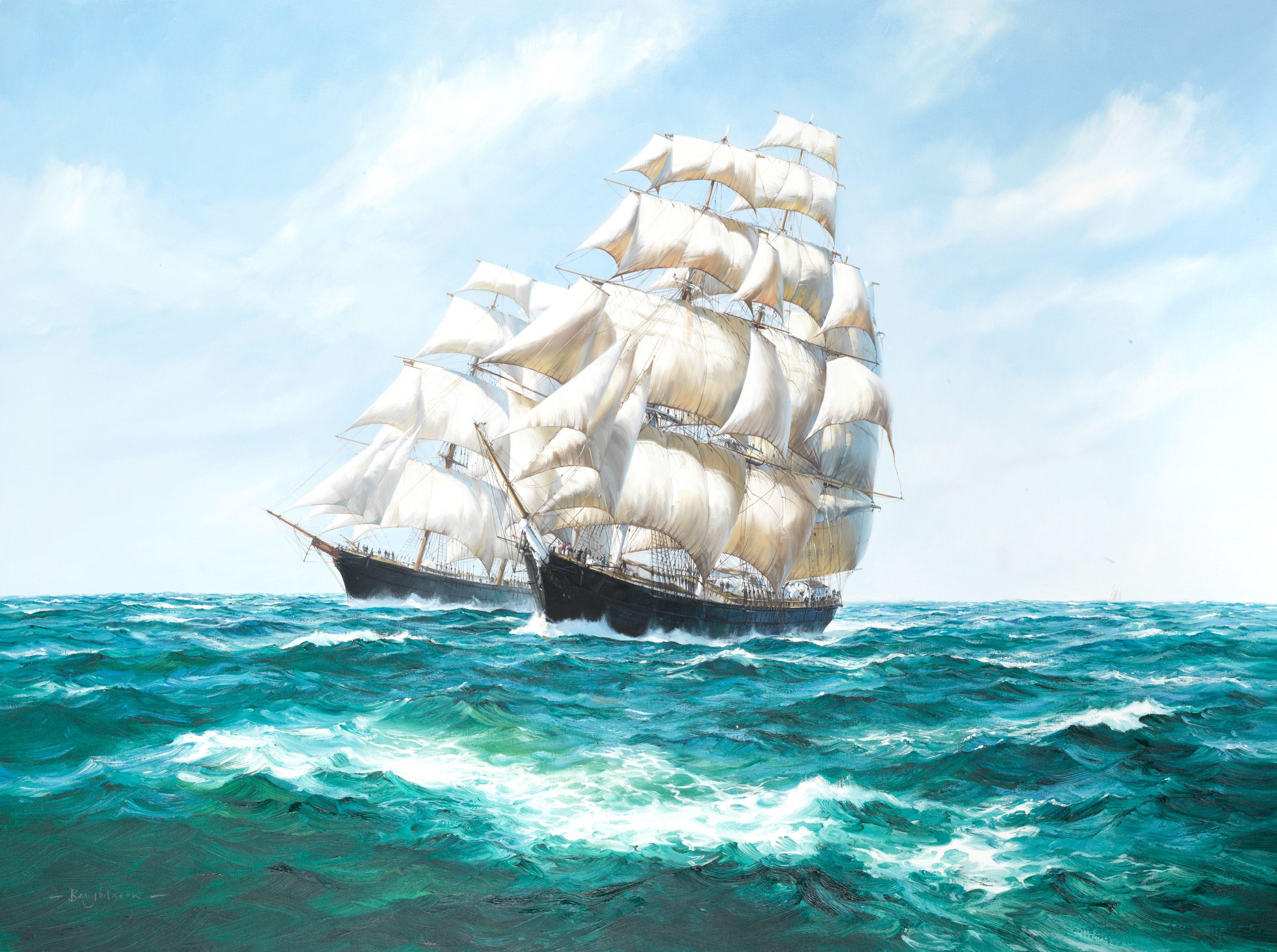 Barry Mason - The American clippers Lightning and Red Jacket in full sail