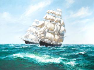 Barry Mason - The American clippers Lightning and Red Jacket in full sail