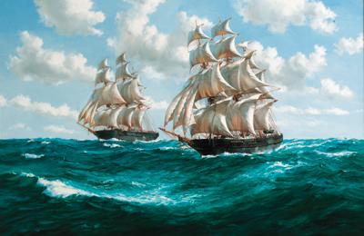 Barry Mason - The American clippers Sweepstakes and Wild Pidgeon in the Indian Ocean, 1854