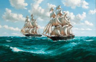 Barry Mason - The American clippers Sweepstakes and Wild Pidgeon in the Indian Ocean, 1854