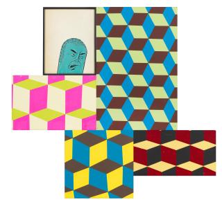 Barry McGee - Untitled 5 (Blue Head, Geometric Group)