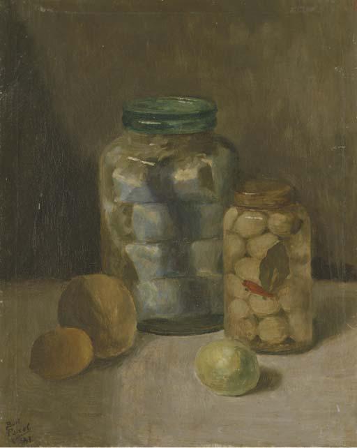 Bart Peizel - Still life with pots and fruit