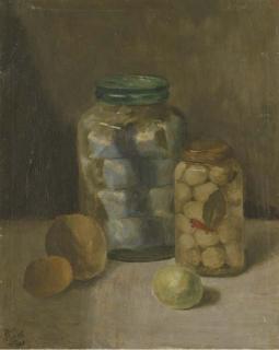 Bart Peizel - Still life with pots and fruit