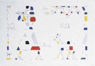 Bart van der Leck - A girl playing the flute with goat