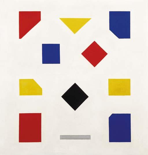 Bart Van Der Leck - Composition with one grey stripe