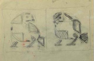 Bart Van Der Leck - Sparrows - a sketch for a tile