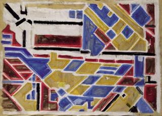 Bart van der Leck - Study for Mountain landscape with mine village