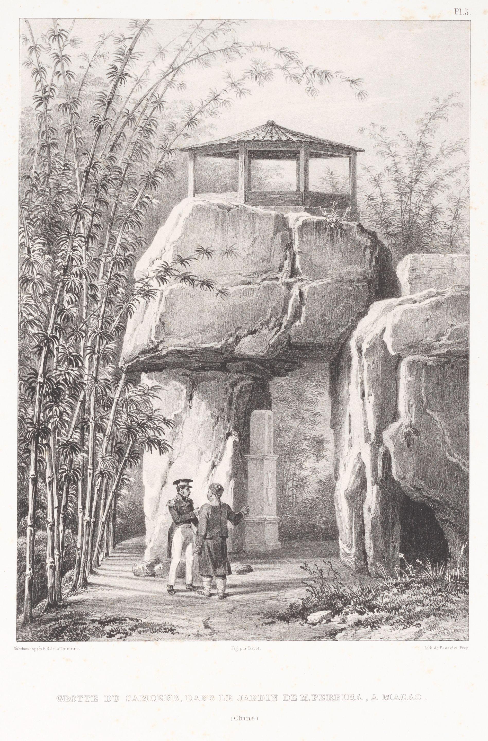 Barthé lemy Lauvergne - \'Couvent de la Guia à Macao\' hand-coloured aquatint by Himely after Barthélemy Lauvergne, c.1830