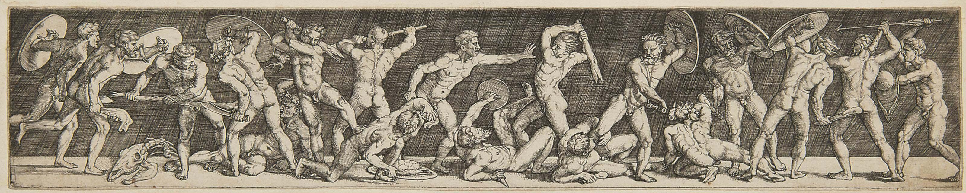 Barthel Beham - Battle of Eighteen Nude Men (Bartsch 16; Pauli 25)