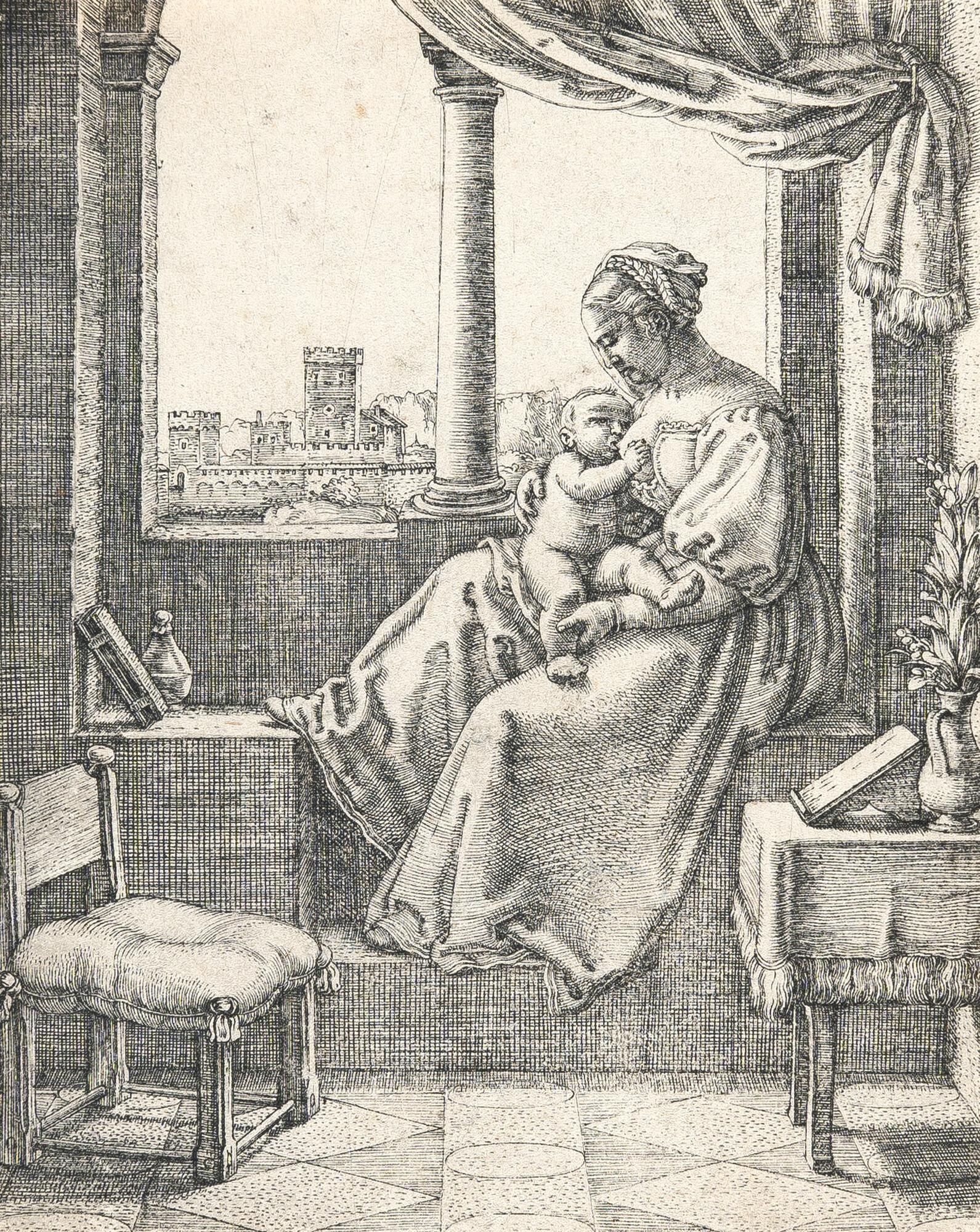 Barthel Beham - Die Jungfrau mit dem Kind am Fenster