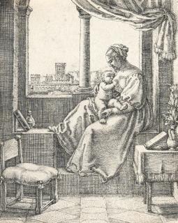 Barthel Beham - Die Jungfrau mit dem Kind am Fenster