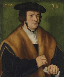 Barthel Bruyn I - Portrait of Gerhard von Westerburg (1486-after 1539), half-length, in a fur-trimmed mantle and a black hat