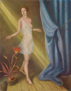 Barthel Gilles - Mädchenakt mit Blume