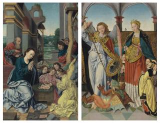 Bartholomäus Bruyn I - The Adoration of the Shepherds; and Saints Michael and Ursula