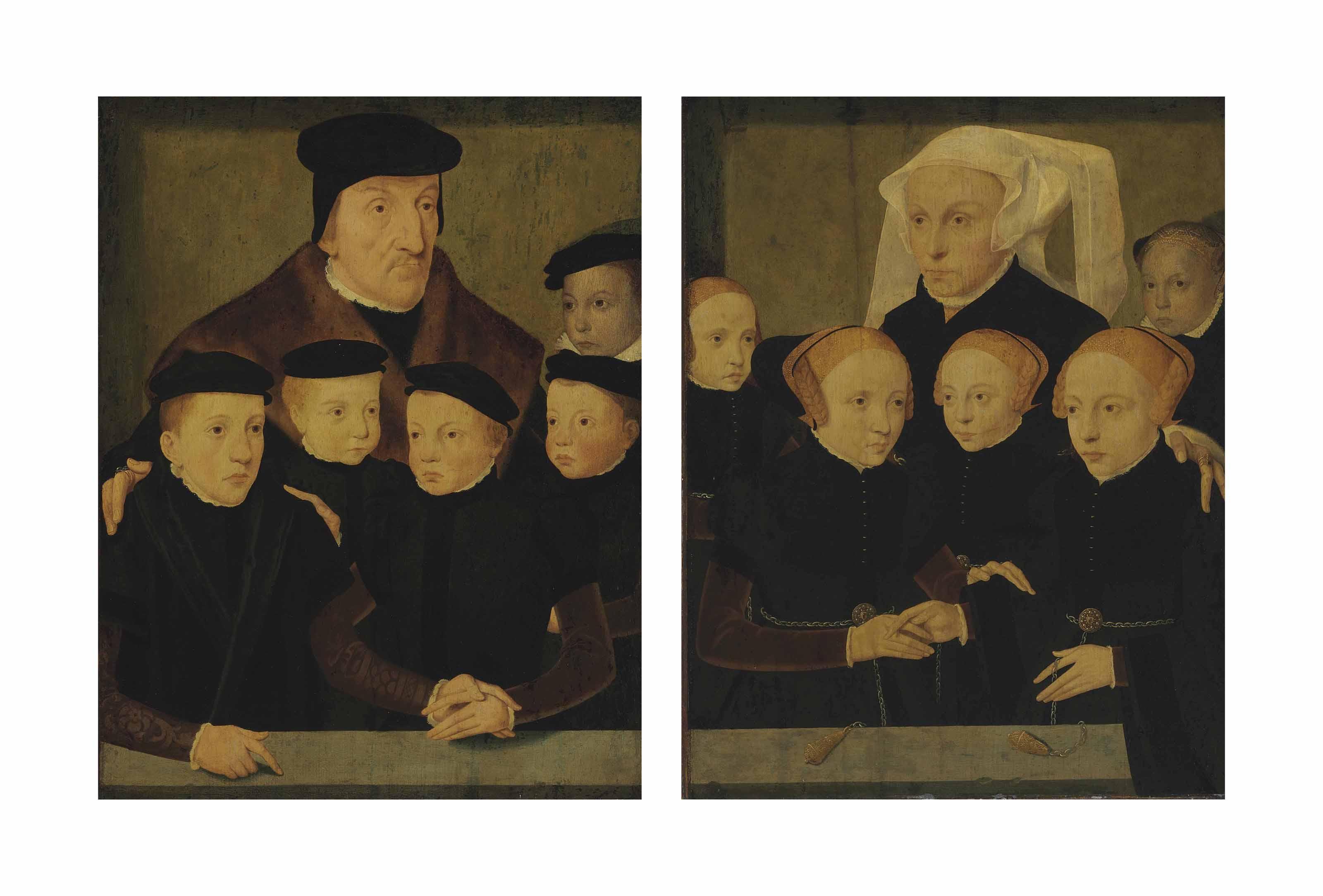 Bartholomäus Bruyn II - Father And Sons; And Mother And Daughters