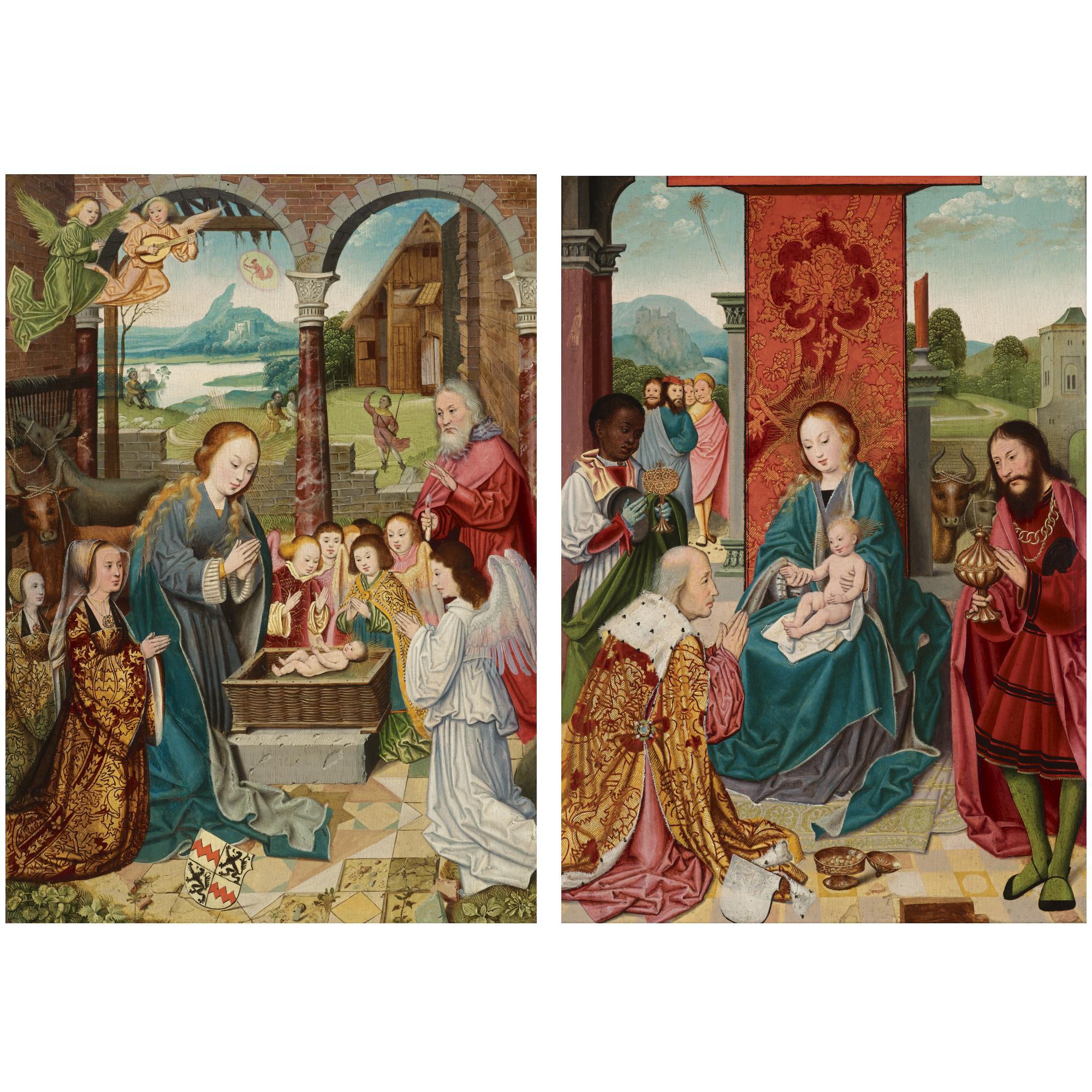 Bartholomäus Bruyn the elder - A Diptych: The Nativity With Two Members Of The Manderscheid-Blankenheim Family; The Adoration Of The Kings
