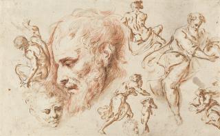 Bartholomäus Ignaz Weiss - Recto: Kopf- und Figurenstudien – verso: Figurenstudien