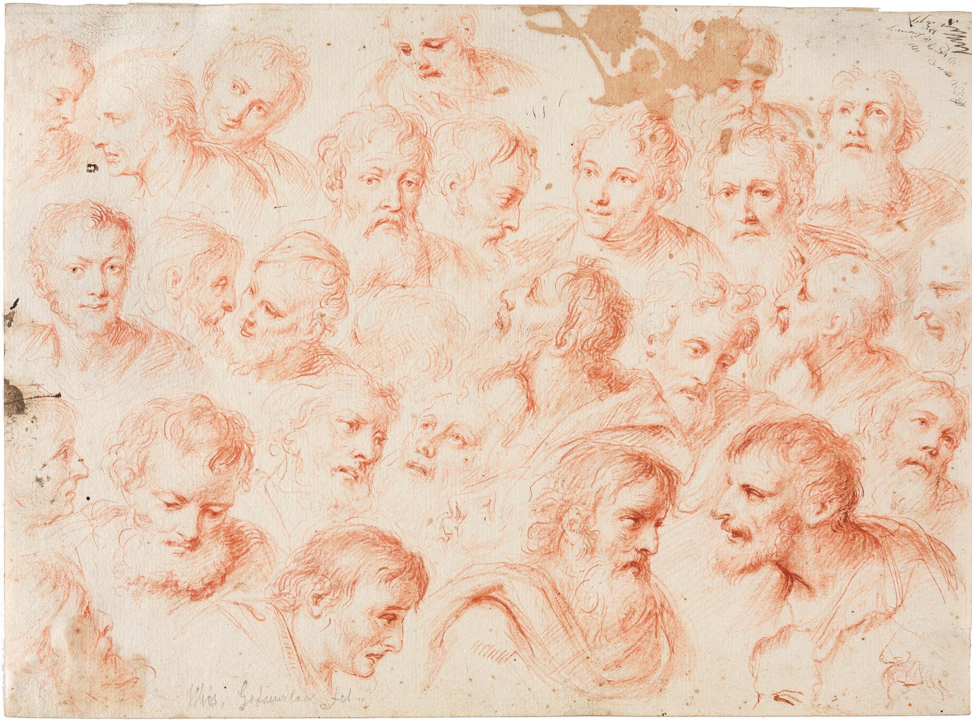 Bartholomäus Ignaz Weiss - Studienblatt mit diversen männlichen Köpfen.
