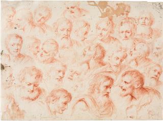 Bartholomäus Ignaz Weiss - Studienblatt mit diversen männlichen Köpfen.