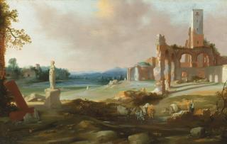 Bartholomeus Breenbergh - A landscape with classical ruins