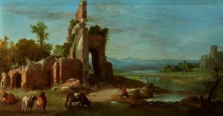 Bartholomeus Breenbergh - An Italianate Landscape With Ruins