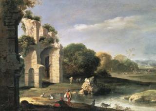 Bartholomeus Breenbergh - Figures in a landscape with classical ruins