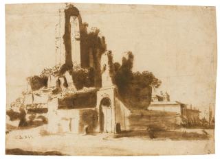 Bartholomeus Breenbergh - The Ruins Of The Nyphaeum In Rome (\'Trofeo Di Mario\')