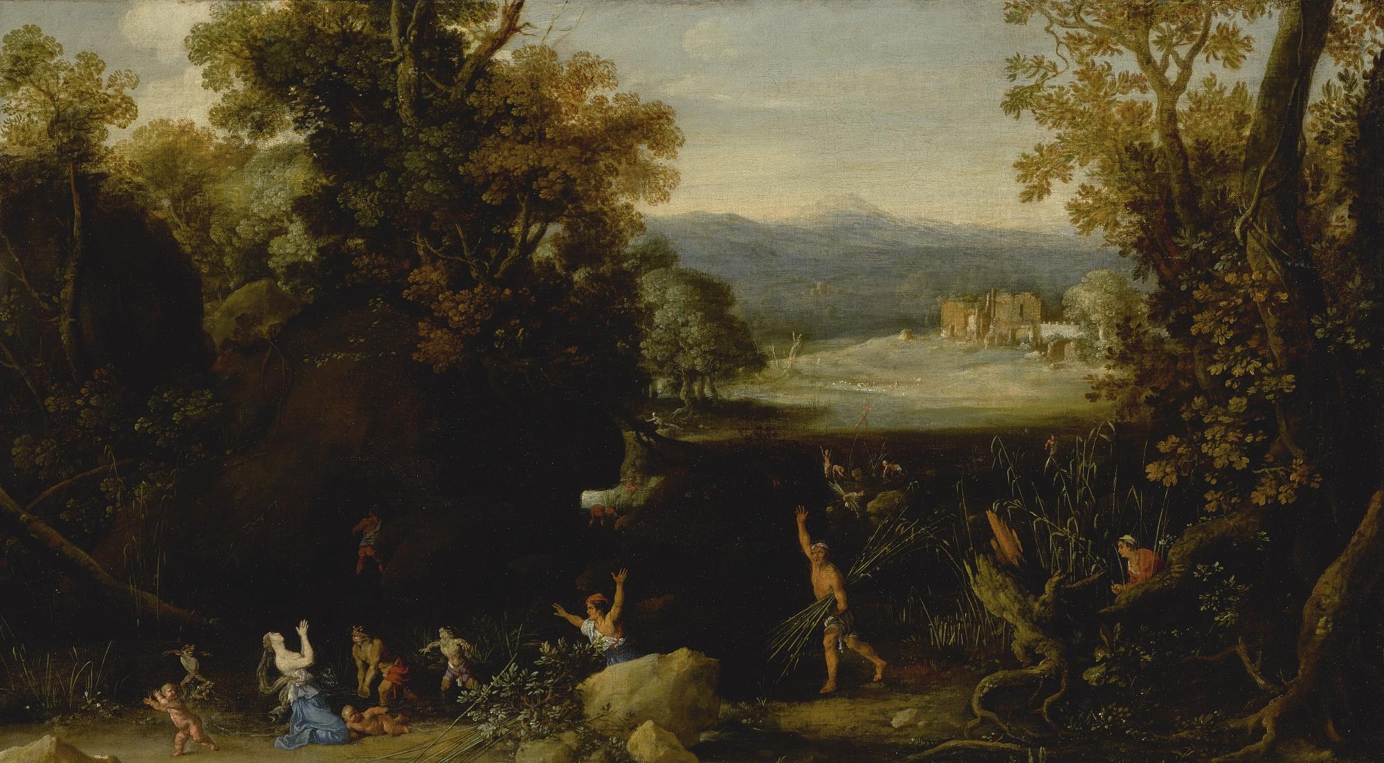 Bartholomeus Breenbergh - Wooded Landscape With Latona And The Lycian Peasants 
