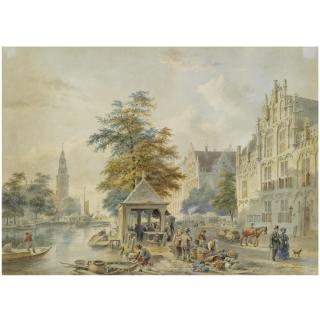 Bartholomeus Johannes van Hove - Dutch A View Of Amsterdam With The Montelbaanstoren In The Distance