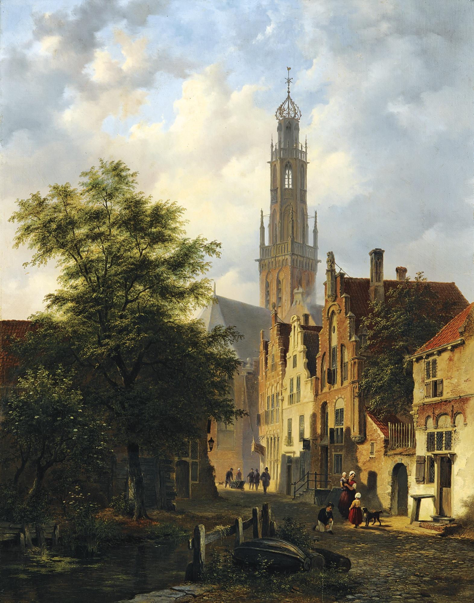Bartholomeus Johannes van Hove - Dutch Bakenesserkerk Seen From The Valkestraat, Haarlem